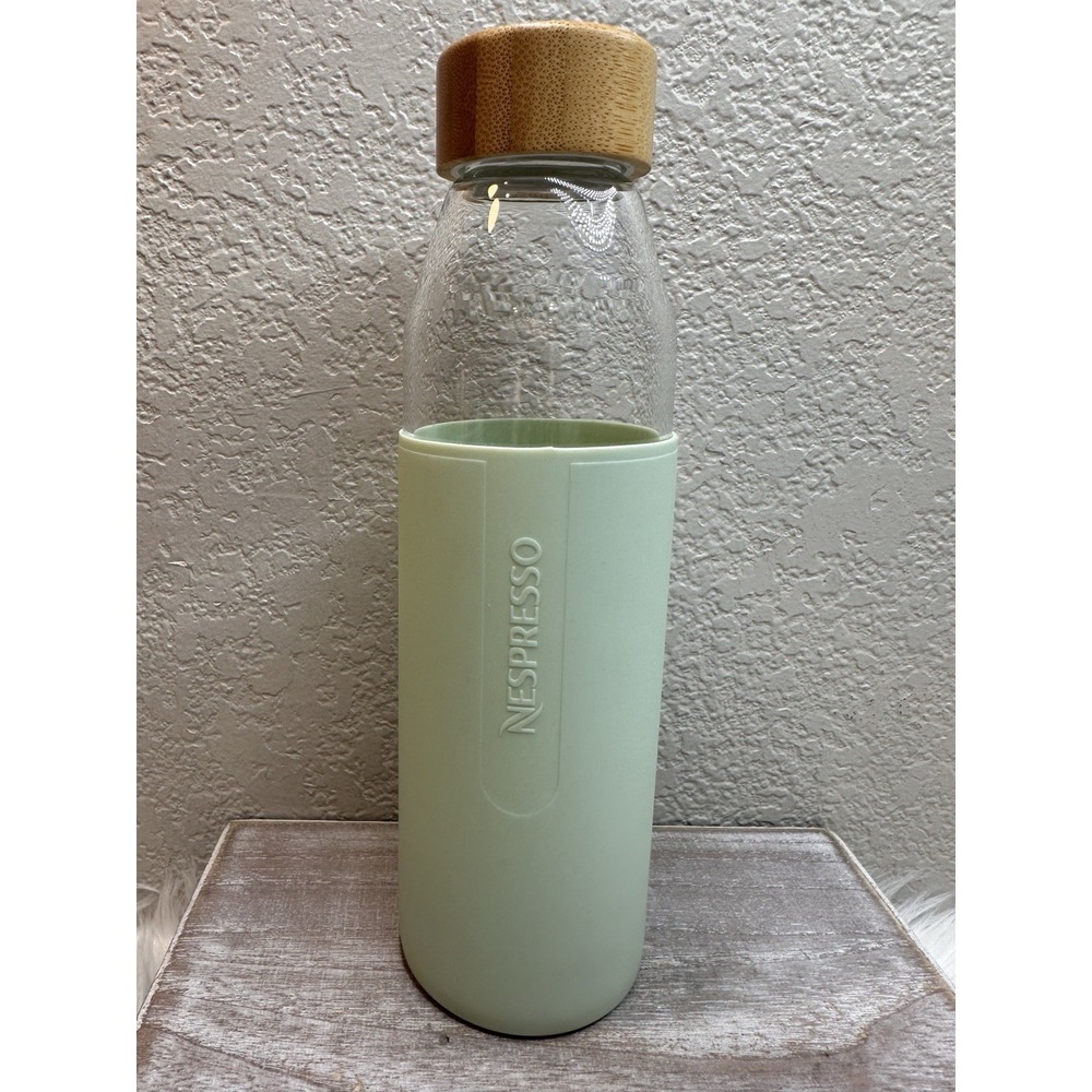 $21 🌙 NESPRESSO GLASS WATER BOTTLE IN GREEN FAST SHIP CLEAN